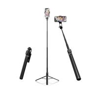 180 cm Selfie Stick Tripod with Bluetooth Remote Control & 360° Ball Head, Extendable Aluminium Mobile Phone Tripod, Lightweight Travel Tripod for iPhone/GoPro/Android