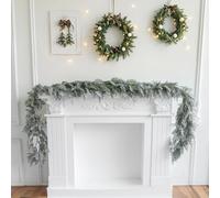 180 cm Snow Tipped Green Fir Garland Christmas, Artificial Rattan, Simulated Pine Christmas Garland, Lifelike and Beautiful, for Xmas Tree Decoration, Stairs and Fireplaces (Style B)