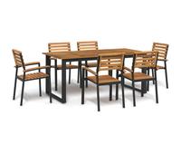 (180 cm table length/ 6 piece) vidaXL Garden Dining Set Outdoor Table and Chairs Solid Wood Acacia and Metal