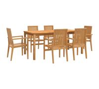 (180 cm table length/ 6 piece) vidaXL Garden Dining Set Outdoor Table and Chairs Solid Wood Teak