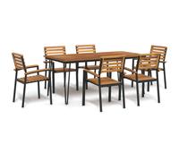 vidaXL 7 Piece Garden Dining Set Solid Wood Acacia and Metal, Brown