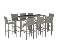 (180 cm table length/ 8 piece) vidaXL Garden Bar Set Outdoor Bar Set Table Chair Patio Stool Poly Rattan