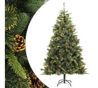 (180 cm) vidaXL Artificial Hinged Christmas Tree Decor Pre Lit Xmas Tree with Cones