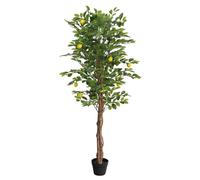 (180 cm) vidaXL Artificial Lemon Tree with 3 Trunks Fake Tree Artificial Plant Green PP