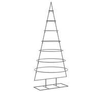 vidaXL Metal Christmas Tree - Black, 180 cm, Modern Artificial Outdoor Xmas Decoration with Powder-Coated Steel Frame and Stable Base, 7 Layers - Ideal for DIY