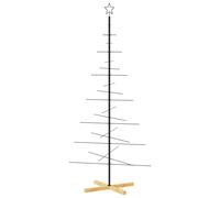 vidaXL Metal Christmas Tree Outdoor Artificial Black - Powder-Coated Steel, Solid Pine Wood - 180 cm Height, 90 x 90 cm Width - Disassemble for Space-Saving Storage