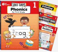 180 Days(tm) Phonics, High-Frequency Words, Reading 2nd Edition, and Printing: Grade 1: 4-Book Set