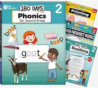 180 Days(tm) Phonics, High-Frequency Words, Reading 2nd Edition, and Printing: Grade 2: 4-Book Set