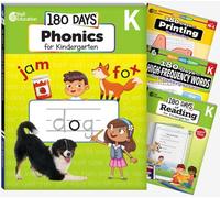 180 Days(tm) Phonics, High-Frequency Words, Reading 2nd Edition, and Printing: Kindergarten: 4-Book Set
