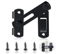 180 Degree Barn Door Lock, Stainless Steel Gate Bolt, Flip Slide Latch Hardware, Black Safety Door Bolt Latch, Small Garden Gate Lock, Gate Latch for Wooden Gates, Internal Door