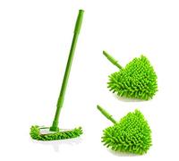 180 Degree Rotatable Adjustable Triangle Cleaning Mop, Extendable Dust Duster with 2 Reusable Mop Heads,2 in 1 Wet Dry Telescopic Microfiber for Cleaning Bathtub,Toilet ,Mirror,Glass,Ceiling (Green)