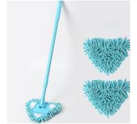 180 Degree Rotatable Triangle Cleaning Mop Adjustable Extendable Dust Duster with 2 Mop Heads for Bathtub Toilet Glass Blue Rotatable Triangle Cleaning Mops for Floors Adjustable Triangl