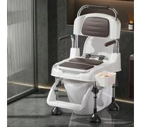 180 Degree Rotating Armrest Commode, Rolling Transfer Toilet Chair w/Brakes, 330 lbs Capacity, Tool-Free Seat Height Adjustment, Post-Surgery Toilet Aid Easy-Clean Design, Caregivers(Fixed Foot Pads)