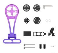 180 Degree Rotating Bike Computer Holder Mount for Garmin For Bryton on Bicycle Stem with Hollow Aluminum Design (Gradient Purple)