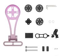 180 Degree Rotating Bike Computer Holder Mount for Garmin For Bryton on Bicycle Stem with Hollow Aluminum Design (Gradient Pink)