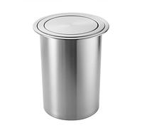 180-Degree Swivel Lid Kitchen Cabinet Trash Can, Brushed Stainless Steel Integrated Countertop Bin, Ideal for Home Office & Restaurant Use, Space-Saving Design