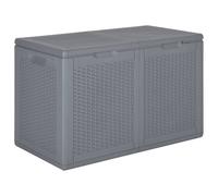 vidaXL Rattan-Look Garden Storage Box, Grey, 180L Storage Capacity - Weather Resistant & Mobile Outdoor Storage Chest