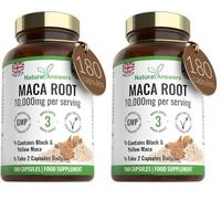 180 Maca Root Capsules - (3 Months Supply) Vegan 10,000mg Maca Capsules - High Strength Peruvian Black & Yellow Maca Root - Made in The UK (Pack of 2)