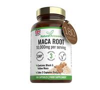 180 Maca Root Capsules - (3 Months Supply) Vegan 10,000mg Maca Capsules - High Strength Peruvian Black & Yellow Maca Root - Made in The UK