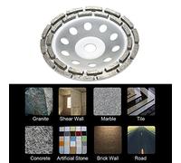 180 mm 7 Inch Diamond Double Row Segment Grinding Wheel Disc for Concrete Masonry and Stone - Bowl Shape Grinder Cup with 22 mm Inner Hole for Granite Marble Terrazzo and Ceramics