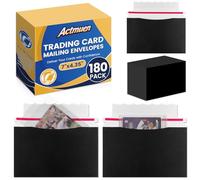 180 Pack Mailer Trading Card Envelopes，7" x 4.35" Trading Card Mailers for Shipping, Perfect Sized Shipping Envelope for Mailing Semi-Rigid and Toploaders, Protector Supplies.（Black）