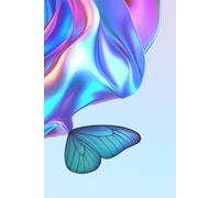 180 Page Lined Journal 6×9 - Blue Y2K Aesthetic Journal with Shiny Liquid Design and Butterfly Cover