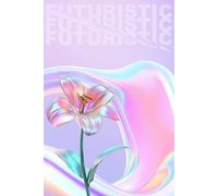 180 Page Lined Journal 6×9 - Pink Purple Y2K Chrome Futuristic Aesthetic Journal with Iridescent Liquid Glass Lily Cover