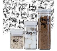180 Pantry Labels, Prefdo Waterproof White Script Preprinted Food Names label Stickers for Kitchen Organization Storage Containers, Jars & Canisters (Black)
