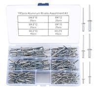 180 Pcs Aluminum Blind Rivets, Pop Rivets Assortment Kit, Flange Blind Rivets with Steel Shaft Mandrel Assortment Kit for Fixing Component Construction Fasteners Furniture- M3.2/M4/M4.8