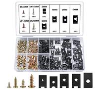 180 Pcs Auto Screw and Nut Clip Kit, Include 90 Car Body Fender Screws & 90 U Type Fastener Clips, Bumper Guard Plate Fixing Clips Bolts and Self Tapping Screws for Car Wheel Undertray Fender