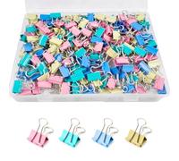 180 Pcs Binder Clips, 15mm Metal Mini Foldback Clips, Colored Paper Clips Paper Clamps, Small Bulldog Clips for Office Supplies, Home, Kitchen, Shops, School Document Organizing(4 Color)