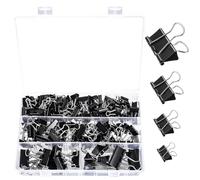180 Pcs Bulldog Clips Assorted Sizes, 32mm/25mm/19mm/15mm Foldback Clips Set, Black Metal Bull Dog Clipss, Small Paper Clip Clamps for Organizing Files Money Papper Stationary, Office School Home Use