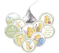 180 Pcs Cute Winnie Stickers, Winnie Stickers 10 Designs, 0.75 Inch Thank You Stickers, Winnie Stickers for Chocolate Kisses, Mini Kisses Labels Chocolate, Bee Birthday Party Decoration for Boys Girls