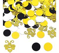 180 Pcs Glitter Bee Confetti Golden Black Circle Confetti Bumble Bee Confetti Honeycomb Confetti Baby Shower Birthday Table Decorations