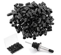 180 Pcs Liquor Pour Spout with Dust Caps, Pourers Spout Dust Covers Black Liquor Spouts Cover Olive Oil Liquors Bottle Cap Bar Bottle Pour Spot Caps Rubber for Liquors Bottles Pourer (Black)