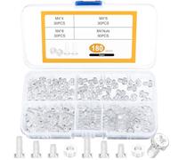 180 Pcs M4 Plastic Screws Bolts and Nuts Set, Transparent Acrylic Machine Screws Nuts and Bolts Set, Phillips Flat Head Screws Bolts Set, Clear Cross Head Screws Bolts and Nuts Kit
