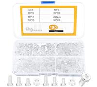180 Pcs M5 Plastic Screws Bolts and Nuts Set, Transparent Acrylic Machine Screws Nuts and Bolts Set, Phillips Flat Head Screws Bolts Set, Clear Cross Head Screws Bolts and Nuts Kit