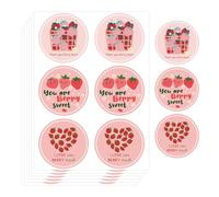 180 Pcs Pink Strawberry Thank You Stickers Cute Straw Berry Coquette Sticker - 2 inch Strawberry Bow Stickers Thank You Berry Much Labels for Scrapbooking, Journals Party Favors and Craft