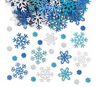 180 Pcs Reflective Silver Snowflake Confetti Christmas Blue Table Decor for Holiday Xmas Wedding Winter Frozen Party Sprinkles Decorations