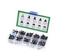 180-Piece Tactile Push Button Switch Kit with Metal Housing, Micro-Trigger Sizes 4.3-14mm, for Industrial Control Panels, Machine Tools, and Audio/Video Equipment