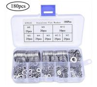 180 Pieces Of 304 Stainless Steel Washers Flat Washer Assortment Set Kit M2-M10