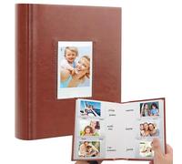 180 Pockets Photo Album for Fujifilm Instax Mini 12 11 9 8+ 8 7s 99 40 Evo Camera, Front Window, Photo Book with Writing Space for Polaroid 3 Inch Instant Film,K-pop Photocards (Brown)