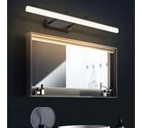 180° Rotatable Wall-Mounted Mirror with Extendable Arm Waterproof Long Strip Light for Bathroom Bedroom Living Room - Black Warm Light 40 cm