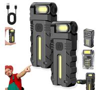 180° Rotating Head LED Work Light, 800 Lumens Mini Keychain Flashlight, Portable Rechargeable Bright Clip-On Keychain Light with Dual-Light Source for Hikings Outdoor Camping Emergency (2Pcs-C)