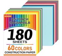 180 Sheets Colored Cardstock 8.5" X 11", Construction Paper Bulk 60 Assorted Colors Cards tock, Colored Copy Paper for Printing, DIY Craft,Card Making,Party Dec (180GSM/65LB)