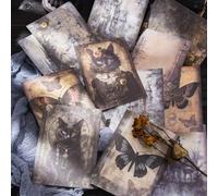 180 Sheets Dark Fantasy Gothic Vintage Cat Rose Decoupage Paper for Scrapbooking, Collage Art Projects, Antique Graveyard & Haunted Castles, Vintage Halloween Junk Journal Craft Paper