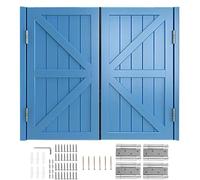 180° Swinging Doors Solid Wood, Two-Way Double Action Cafe Doors with Spring Hinge, Saloon Doors Space Saving for Hallway/Kitchen/Bar/Porch(Light Blue,147x90 cm (WxH))