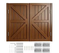 180° Swinging Doors Solid Wood, Two-Way Double Action Cafe Doors with Spring Hinge, Saloon Doors Space Saving for Hallway/Kitchen/Bar/Porch(Coffee,79x90 cm (WxH))