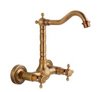 180° Swivel Sink Faucet Antique Brass Double Handle ABO Tap Retro Design for Kitchen & Bathroom Classic SLE &Water Fixture