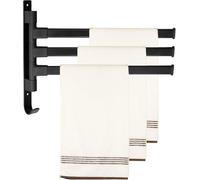 180° Swivel Towel Rail, Aluminum Alloy Towel Rail Swivel Wall Mounted, Tea Towel Holder for Kitchen, Self-adhesive Kitchen Towel Rails Swing Towel Holder for Kitchen, Bathroom, Toilet (3 Bars)